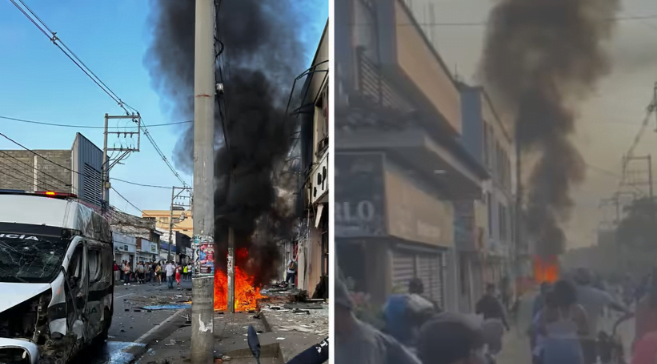 Momento del atentado en Jamundí, Valle del Cauca en la mañana del 12 de junio