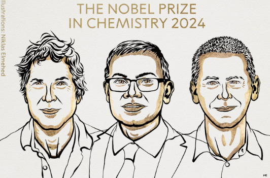 David Baker, Demis Hassabis y John M. Saltador.